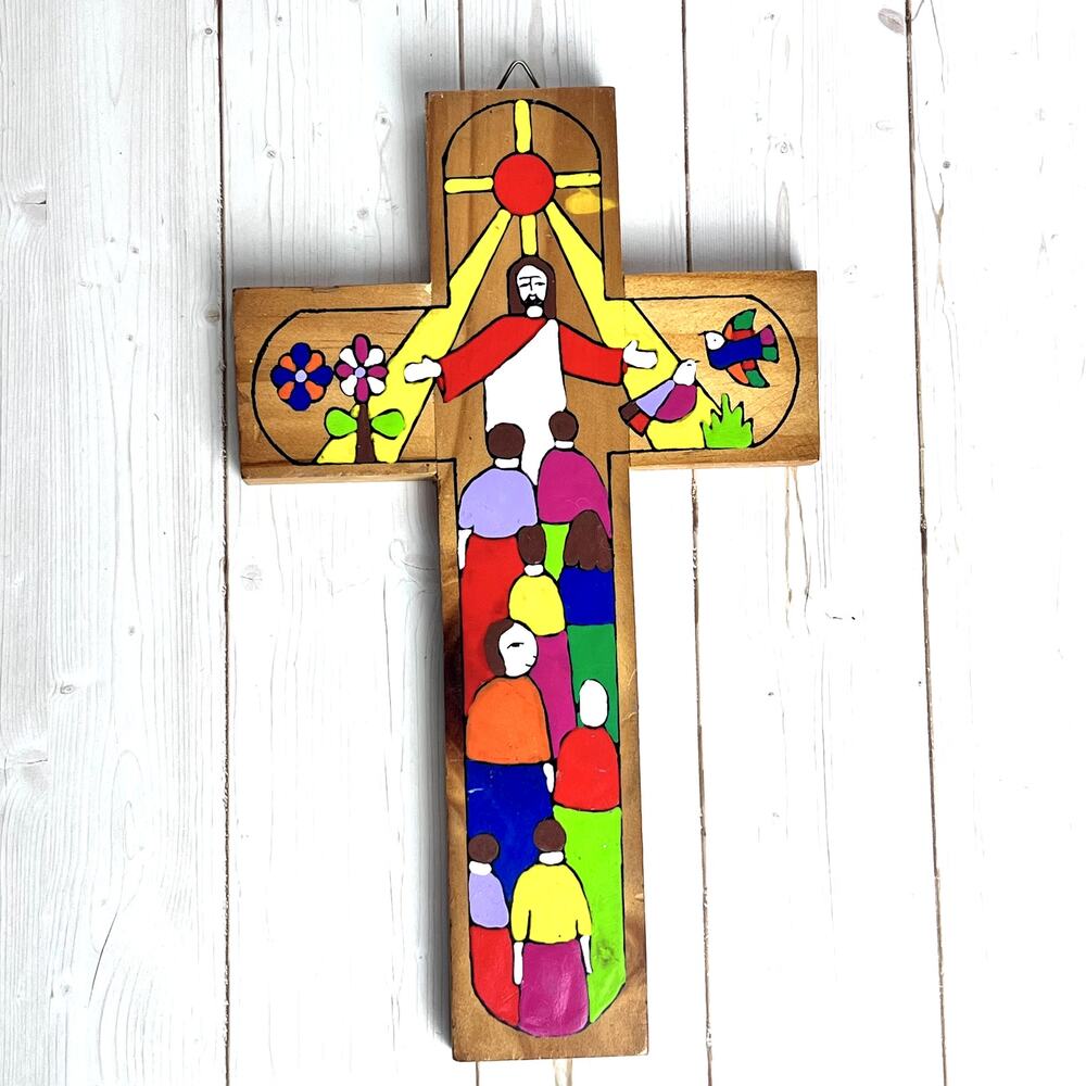 Christ of All Nations Wall Crucifix Cross Folk Art Jesus Christ Latin Colorful